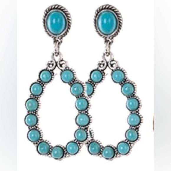 Elegant Silver and Blue Dangle Earrings - Picture 4 of 5